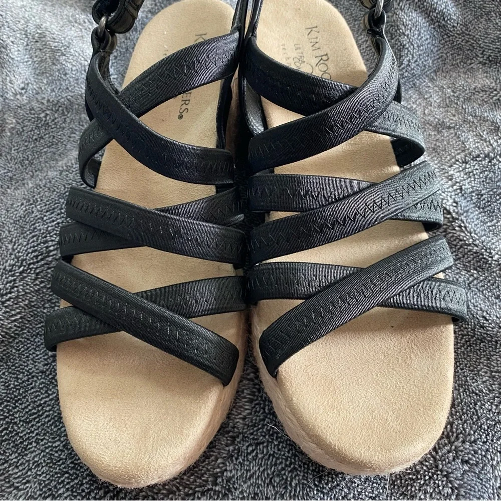 Kim Rogers Cassandra Black Strappy Platform Sandals Comfort Women's‎ Size 6.5M
